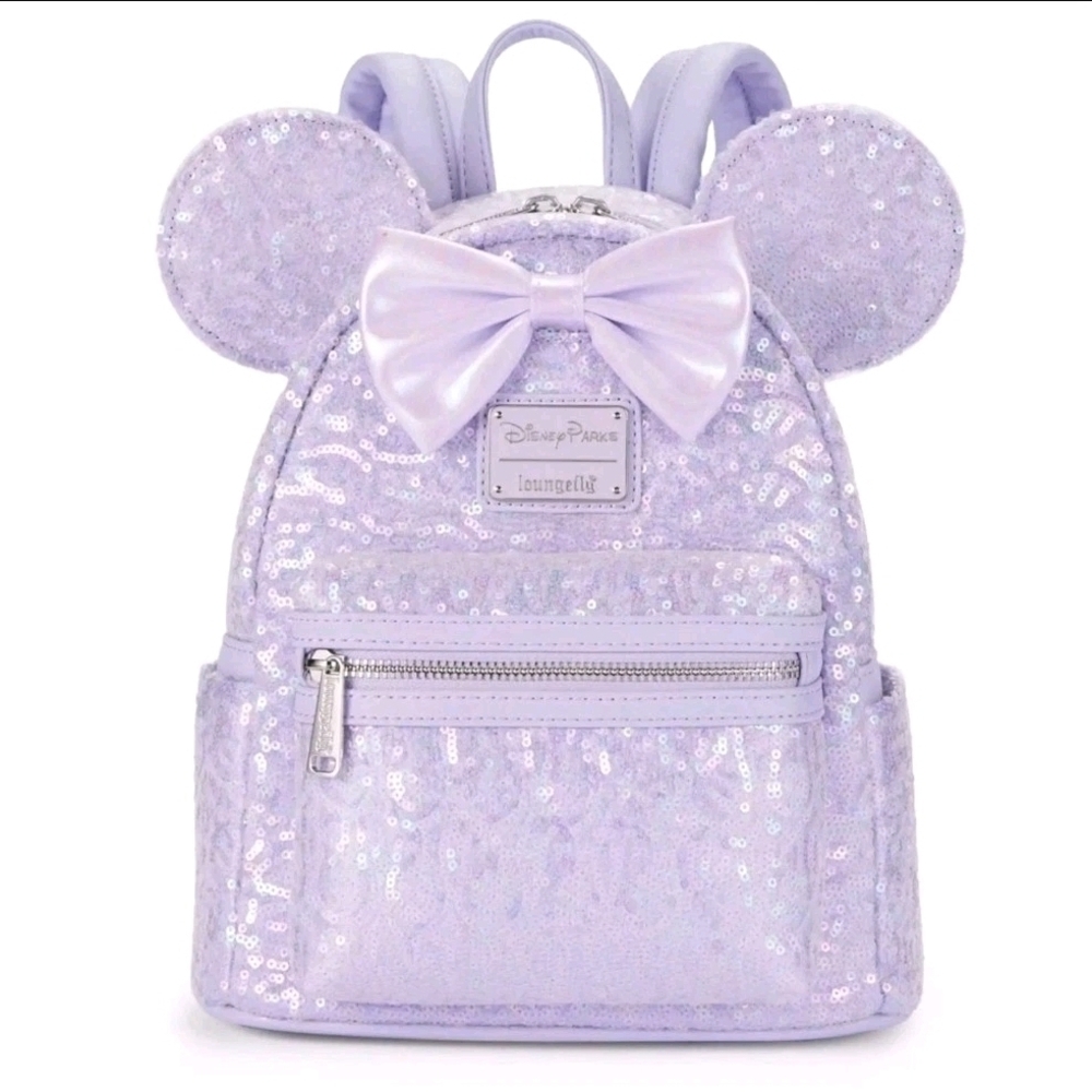 Disney Lavender Opalence Sequin Loungefly Backpack with Bow